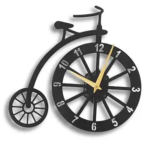 RAP CREATION Gold Needle Numerals Cycle Shape Metal Analog Wall Clock for Home & Office | Big Size Stylish Latest Home Decor | (40 X 40 CM) | Black Color (Battery Included)RAP CREATION Gold Needle Numerals Cycle Shape Metal Analog Wall Clock for Home & Office | Big Size Stylish Latest Home Decor | (40 X 40 CM) | Black Color (Battery Included)